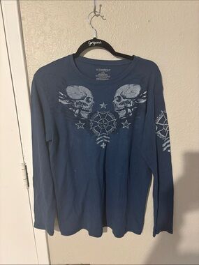 No Boundaries Navy Skull Graphic Thermal Long Sleeve